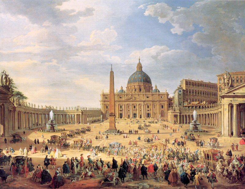 Panini, Giovanni Paolo Departure of Duc de Choiseul from the Piazza di St. Pietro Spain oil painting art